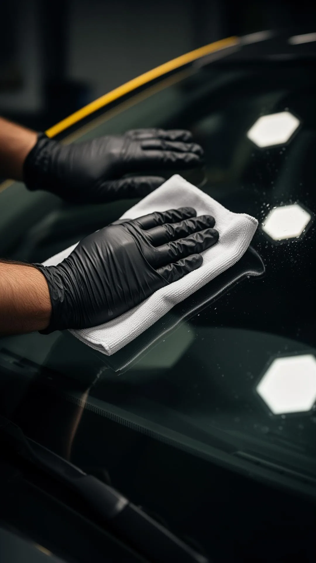Técnico da Saiko realizando cuidado especializado em vidro automotivo.